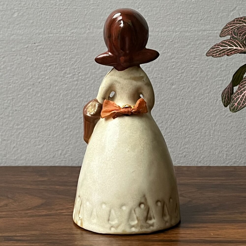 Mid-Century Japanese Ceramic Flower Girl Clay Bell 5.25" Vintage - Picture 4 of 14